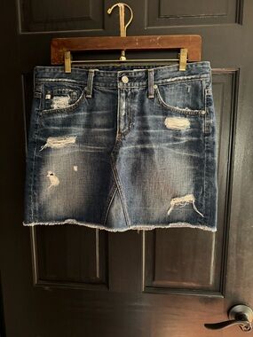 AG Adriano Goldschmied  Box Skirt Vintage Denim Skirt - Blue